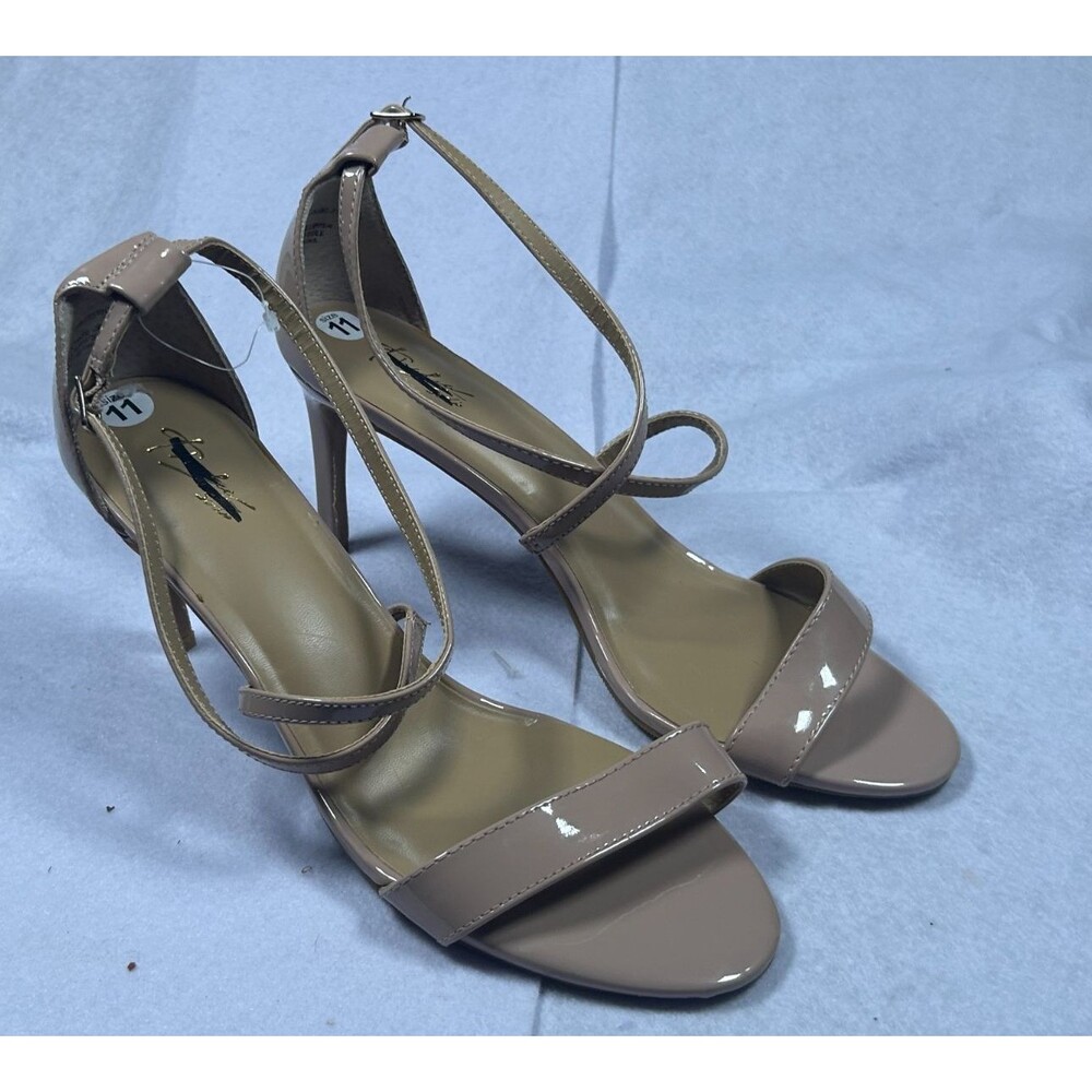 Thalia Sodi Nude Patent AnkleWomen's Size 11 Strap Stiletto Heels Sandals